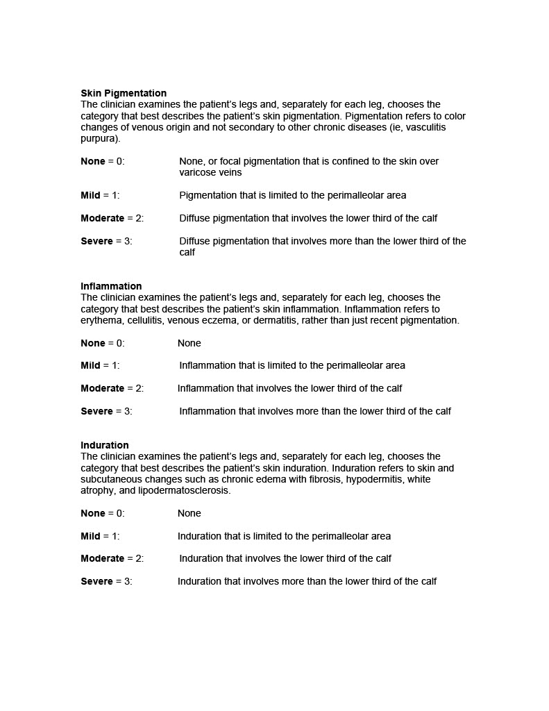 Revised Venous Clinical Severity Score Tables