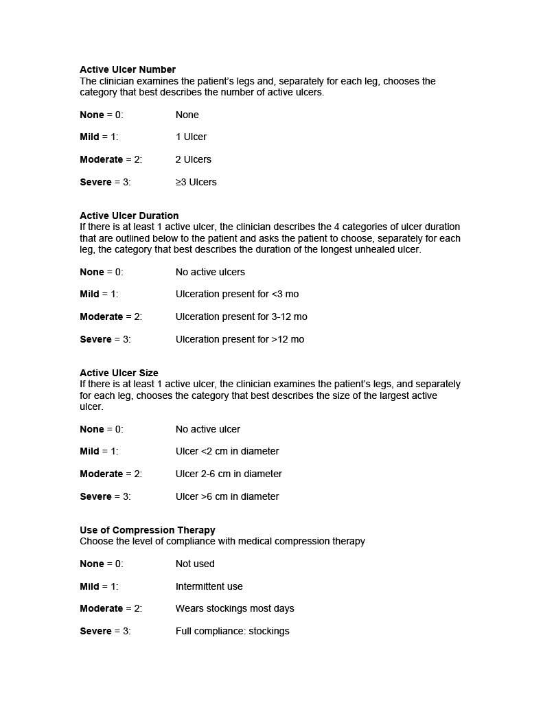 Revised Venous Clinical Severity Score Tables